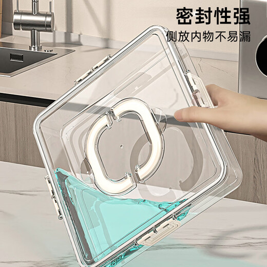 Cabinet star spice storage box household seasoning aniseed seasoning jar cinnamon pepper aniseed chili seasoning jar kitchen seasoning box transparent model - upgraded large capacity 12 compartments - handle model