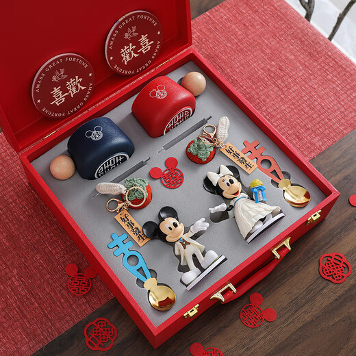 Ge Chan Wedding Gifts Wedding Gifts for Couples, Bride, Besties, Engaged Couples Pairing Cups, Practical Cup Souvenirs, High-end Frosted Red and Blue Mickey + Dolls (Happiness Pad)