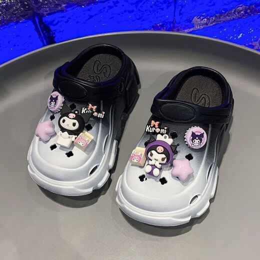 Qisiman Kinderschuhe für Mädchen Gradientenloch Schuhe Sommer 2024 Kulomi Girls Beach Bag Sandalen Nicht rutschende Eltern-Kind-Upgrade Weiß Pink 30 innere Länge 195 cm