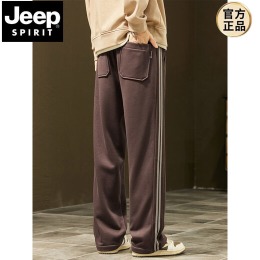 
JEEP SPIRIT2024 autumn and winter new heavyweight thin velvet men's loose wide-leg casual pants workwear American high street sports sweatpants Q829 dark gray L