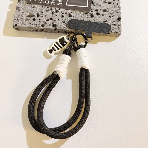 Ye Yu is suitable for ins cartoon cat fish pendant double chain woven belt with clip universal mobile phone lanyard ccd camera keychain milk white coffee fish pendant + chain E98 + white small clip