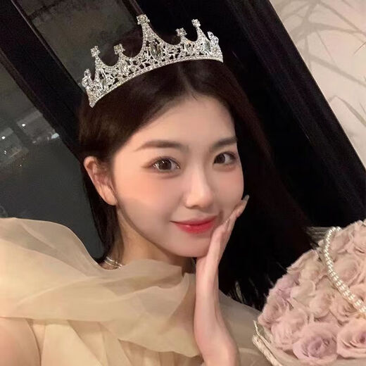 Miao Yijia Birthday Headwear Crown Headband Birthday Hat Decoration Girl Adult Birthday Scene Layout Internet Celebrity Photo Props Spire Princess Crown Silver