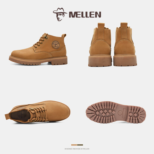 Minglang Mellen Martin Boots Herrenstiefel vielseitige Retro-Arbeitskleidung gelbe Stiefel Paare Paiteln Schneestief
