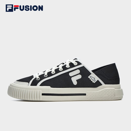斐乐（FILA）FUSION斐乐潮牌WALLRIDE DX男鞋一脚蹬帆布鞋新款板鞋 黑/奶白-BG 40