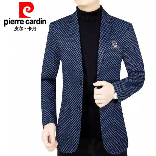 Pierre Cardin spring and autumn new style middle-aged men's casual suits dad suits single-piece houndstooth top XZ1770 red 180 135-150Jin Jin equals 0.5 kg