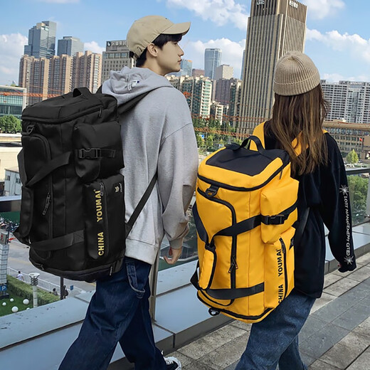 威纳登旅行包男健身包女双肩包背包干湿分离行李包大容量短途出差手提包 黑色