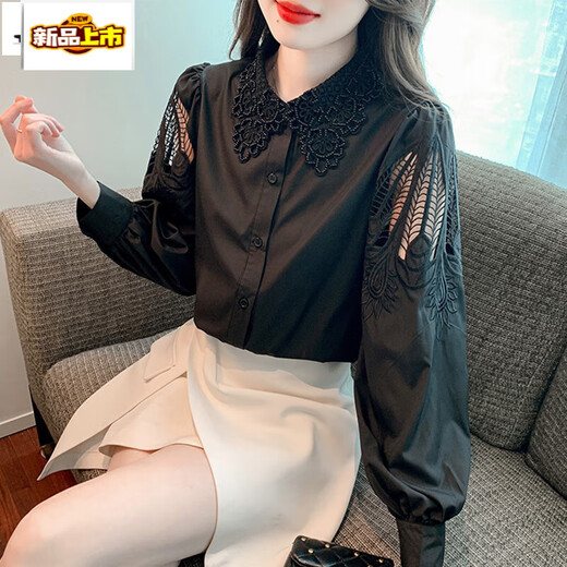 Camisa de algodón bordada de primer diámetro para mujeres 2025 Autumn New Fashion White White White White Versátiles Cy9227 White XL [sugerido 121-130Jin [Jin iguala 0.5 kg]]]