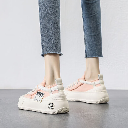 CSWNKCSA Fashion Chaussures pour femmes Small White Shoes White's 2023 Nouvelle célébrité Internet Petite saveur Chaussures BABOS SOLE SOLE SORVAS Sports et chaussures de planche décontractées BEIGE CK695 35