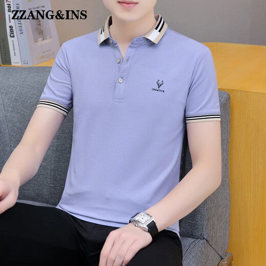 zzang&ins轻奢高端品牌短袖POLO衫男士夏季新款翻领休闲商务宽松 t恤衣服潮 681黑色 XL （建议130-140斤）