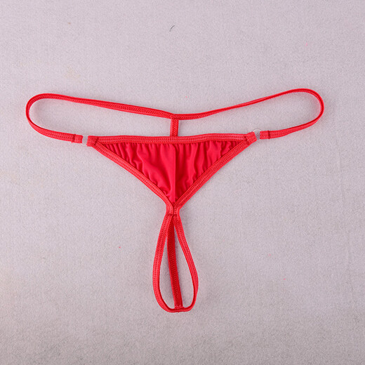 Ye Zimei Men's Sexy Underwear Transparent T-Pants Sexy Temptation Soft Breathable Ice Silk Underwear Men's Hollow Open Crotch T-Pants 4129 Red One Size