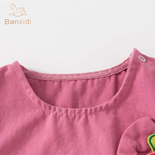 Banxidi baby girl pants autumn 2025 new style baby straight pants casual spring and autumn girls overalls for outer wear rose red 80