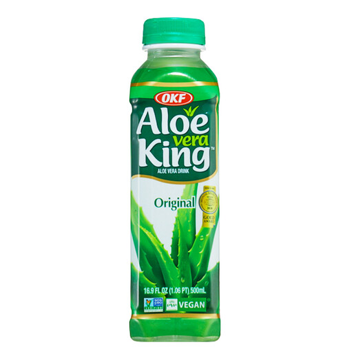 OKF Imported from South Korea Curacao Aloe Vera Beverage 500ml*4 Bottles 8% Aloe Vera Gel Grains Crispy