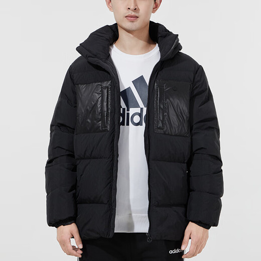 阿迪达斯（adidas）新款三叶草羽绒服男装秋冬季运动服加厚保暖防风宽松学生外套 H13564黑色 XS