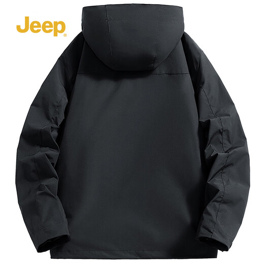Jeep (JEEP) assault jacket for men and women, three-in-one two-piece set, warm, windproof and velvet jacket, Phantom Black XL
