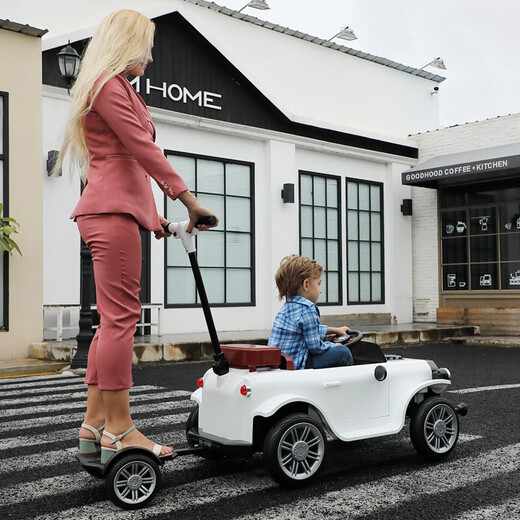 COSCO JUVENI LE German children's electric car four-wheel drive four-wheel remote control swing toy car can be used by adults as a birthday gift for children. White four-wheel drive + swing + parent-child interactive pedal