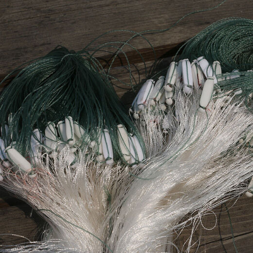 Fenglingwang nylon wire fishing net three-layer sunken net thickened handmade fish net durable net big fish wire mesh fish net fishing net sticky fish 1.4 meters high 22 meters long three-layer 3-finger sunken net