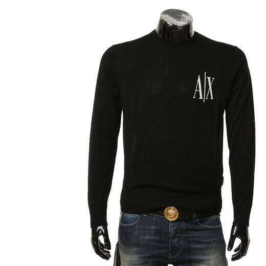 Armani Axe Autumn e Invierno Pure Wool Pure Warm Round Neck Suéter 8nzm4r ZM8AZ Negro 1200 2XL
