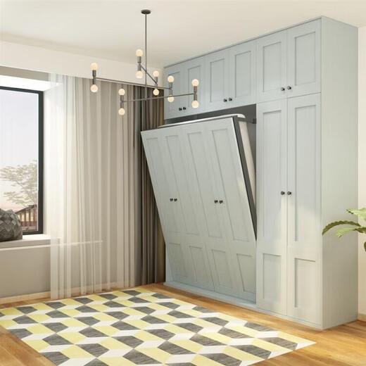 Das moderne einfache unsichtbare Bett kann abgesenkt und verstecktes unsichtbares Bett mit mehreren Funktionen versteckt an der Wand versteckt werden. Neues Doppelklappbett. Automatische (gedrehte) Hardware -Bettrahmen 1,35 Meter * 1,9 Meter