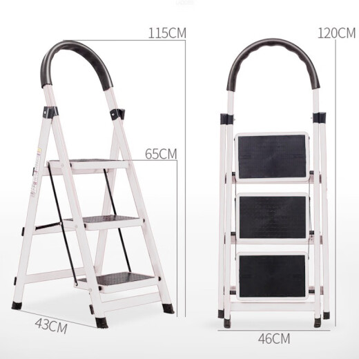 Ladder, household ladder engineering, folding small ladder, household herringbone ladder, four-step ladder, five-step ladder, climbing ladder, ladder stool, indoor and outdoor anti-slip reinforced thickened upgraded version multi-functional ladder white three-step ladder-reinforced anti-slip delivery tool