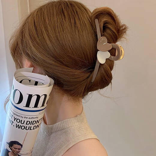 Xiang Wan hairpin hairpin milk tea color love hairpin back of the head hair grabber hairpin shark clip Mid-Autumn Festival gift