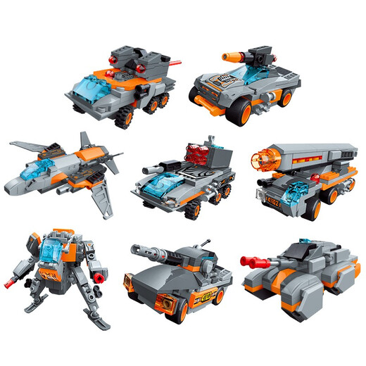 Iluminación (iluminación) Bloque de construcción Manual de niños súper establecidos Modelo de bloques de construcción Fire Mecha Mecha Mecha Robot juguete Juguete de ocho en uno Chariot (699 partículas)