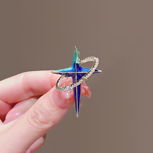 LEMIAO Planet Universe Brooch Men and Women Couple Pin Collar Pin Cardigan Suit Jacket Four-Pointed Star Cross Star A1421-1 Cross Ring Star A22-207