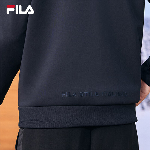FILA official men's sports jacket 2025 autumn and winter fashionable lining printed basic casual knitted jacket