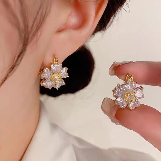 Twin flowers, lotus pond, moonlight flowers, double-sided sweet earrings for women, personalized opal, elegant earrings and earrings, main picture