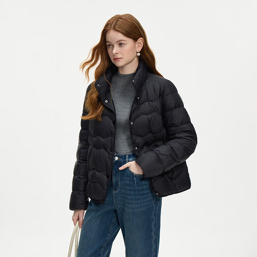Ventilateur Silan Short Thin Down Veste pour les femmes en automne et hiver 2024 Nouvelle veste matelassée simple et à la mode 14099 Polar Black XS