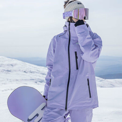 Kufeng 2024 new ski suit for men and women, outdoor waterproof single and double plate warm workwear, outdoor couple style snow suit, Aurora Purple Suit S