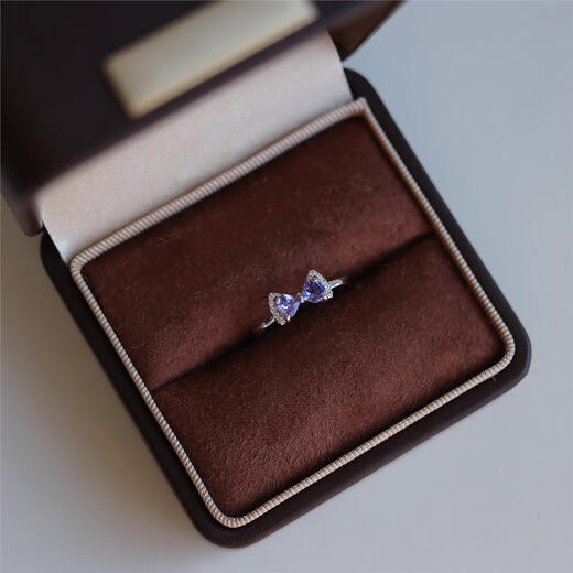 Luoyi's beautiful blue-purple gemstone tanzanite ring s925 sterling silver ring adjustable female gift 0 carat opening tanzanite ring