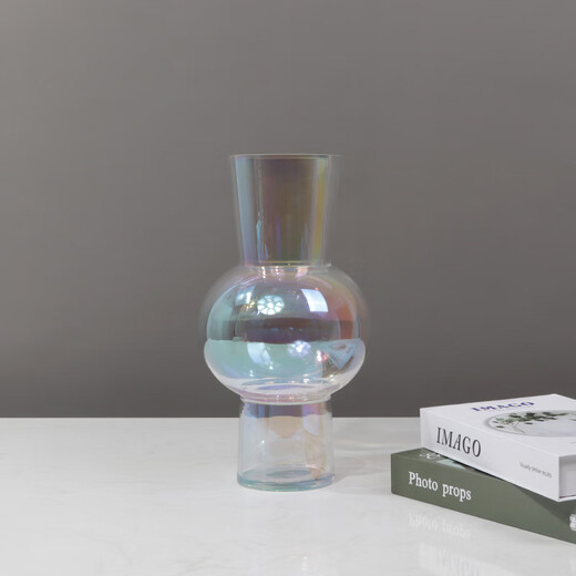 Fantasiefarbe transparent leichte Luxusglas Vase Ornamente Modell Zimmer Wohnzimmer Couchtisch Esstisch Esstisch Blume Arrangement Dekoration 3886 Blumenvase