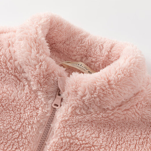 DAVE&BELLA children's clothing coral velvet girls' tops children's plush jacket winter new baby boy outerwear children's clothes pink ready stock 110 cm (recommended height 100-110cm)