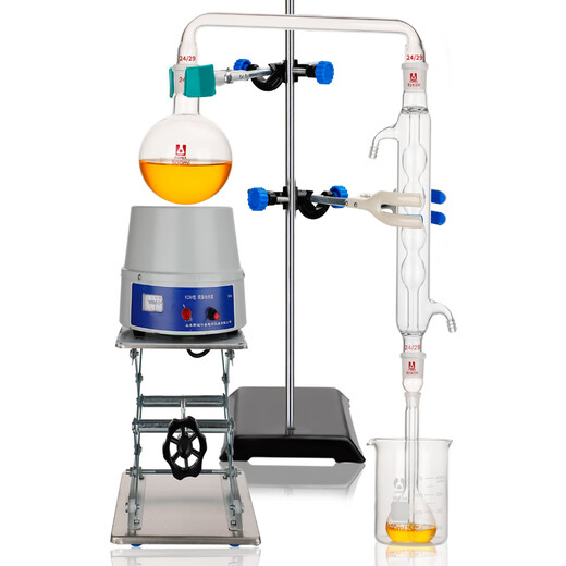 【POMEX定制】酒精蒸馏装置乙醇测定仪器水蒸气蒸馏装置浓缩果汁中乙醇的测定提取GB/T12143- 套餐一：500ml全套玻璃件+铁架台及配件+电热套