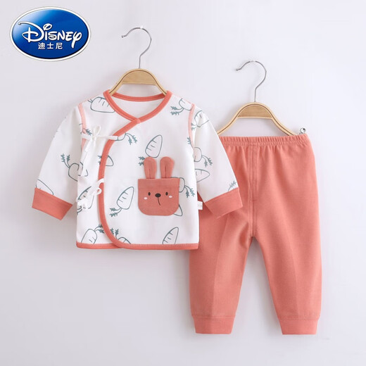 迪士尼（Disney）新生婴儿分体套装纯棉宝宝秋衣秋裤初生儿和尚满月服四季婴儿睡衣 11155黄色四季款 52 (建议新生儿8-10斤)