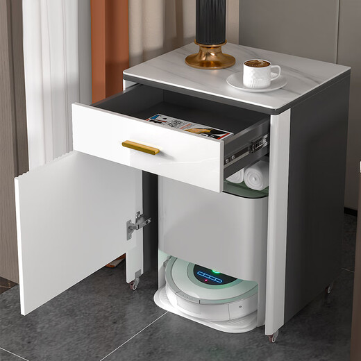 
Qiangxiang simple modern sweeping robot storage cabinet storage rack light luxury rock slab sofa side cabinet side corner J24 style 4:550*450*756 dark walnut color cabinet body