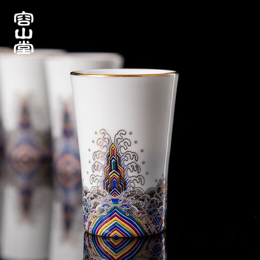 Rongshantang gold silk enamel ceramic wine set, white wine dispenser set, household light luxury high-end wine dispenser, one pot and two cups, enamel color wine dispenser, one pot and two cups, 170ml