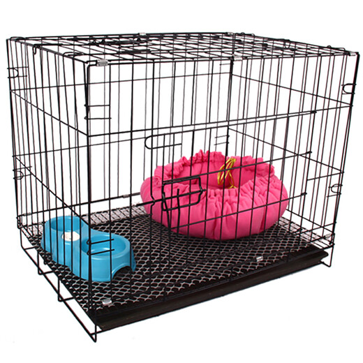 Dog cage, small dog puppy cage, Teddy dog cage with toilet, indoor and outdoor large cat cage, rabbit cage, dog fence, standard 50*35*40 (black) cage + tray