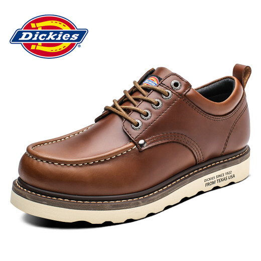 Dickies men's shoes, work shoes, leather boots, low-cut casual shoes, Korean style big-toe shoes, men's brown 40