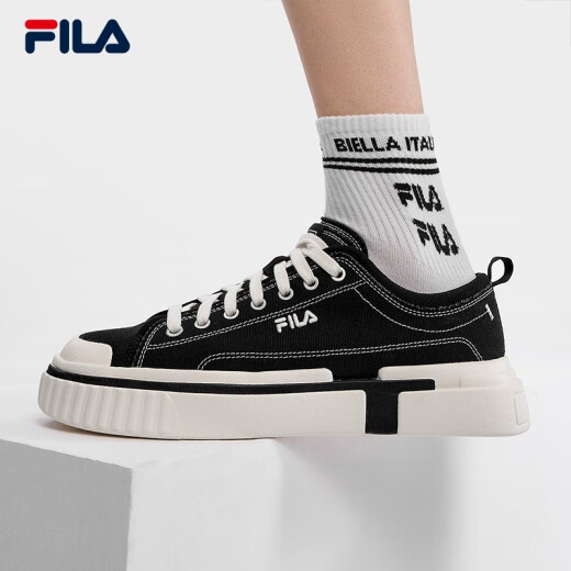 斐乐（FILA）LOOP断层鞋男鞋帆布鞋新款休闲鞋运动板鞋 黑-BK 41