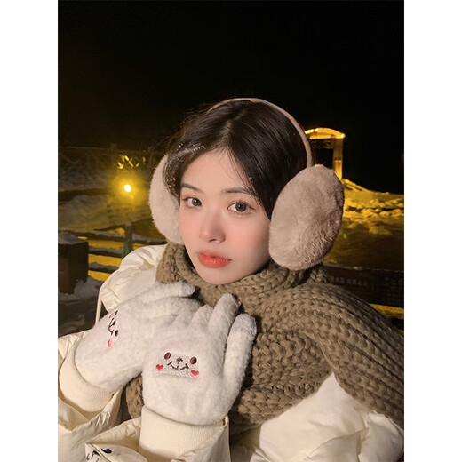 Memaru earmuffs to keep warm in winter female Korean version cute student earmuffs winter ear protection plush earbags anti-freeze folding earmuffs Snow Mountain White 1 piece