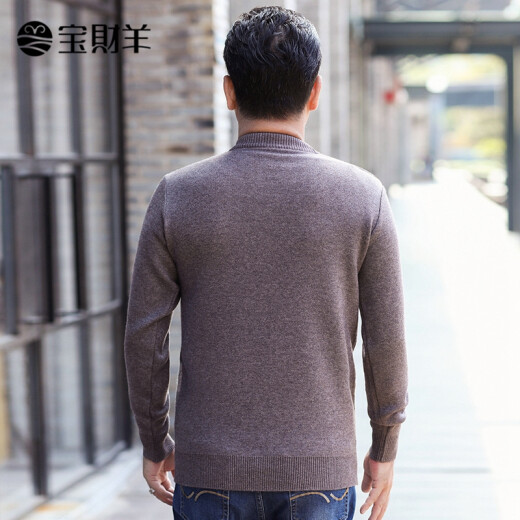 Baocaiyang middle-aged and elderly men's thickened half turtleneck sweater 40-50 years old dad's clothing autumn and winter casual middle-aged sweater for men CY28406 camel color 175