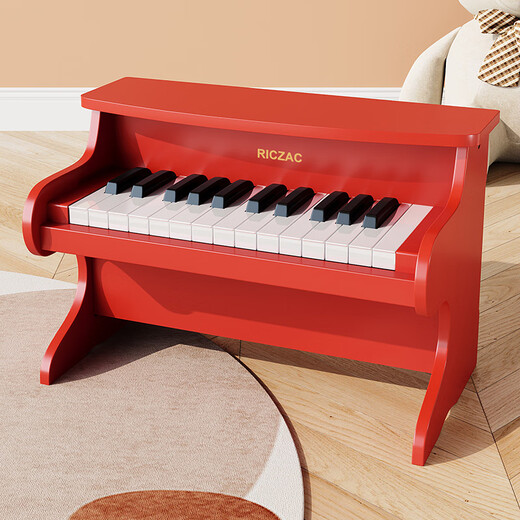 
RICZAC German wooden piano children's electronic piano beginner girls baby babies toddler boy music toy gift walnut color [wooden piano + music score sticker]