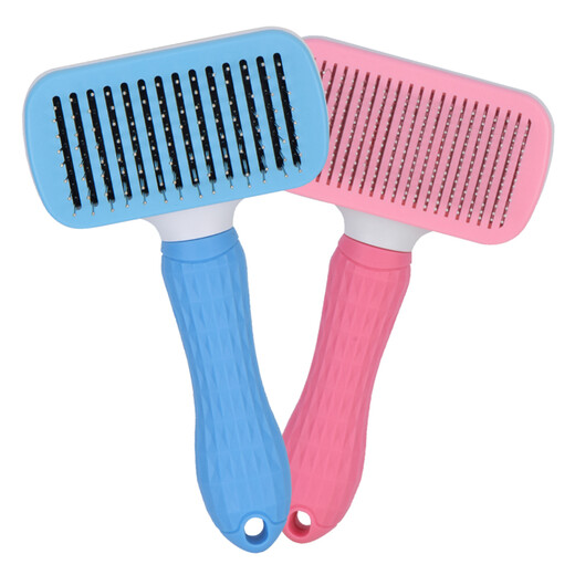XiChong cat comb, dog hair comb to remove floating hair, Teddy golden hair cleaner brush, dog hair brush, knot-opening comb, small and medium-sized dog pet hair comb, large dog supplies, anti-slip handle, square self-cleaning comb, gray fine needles