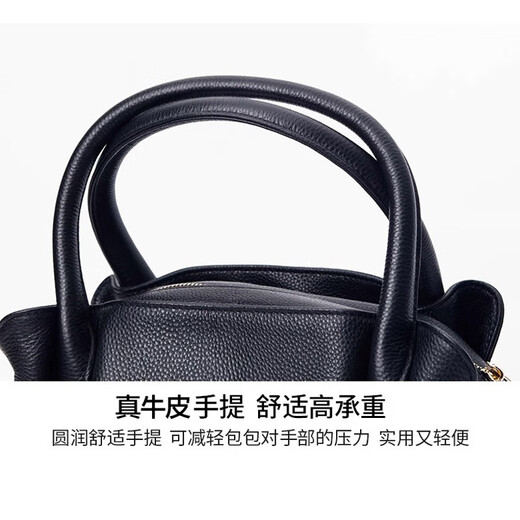 歌洛兹德【真头层牛皮】女包包新款大气送妈妈婆婆斜挎中年单肩手提包大包 黑色