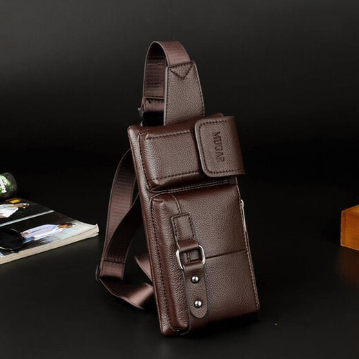 Tianzhuan MUGAR walking bag fashionable chest bag waist bag men's multi-functional large-capacity mobile phone bag crossbody shoulder HB008 brown large size
