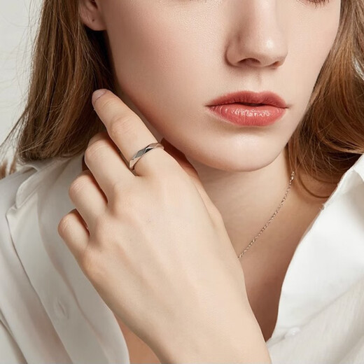 MZMZ Platinum Ring Lingai Couple Ring Pt950 Platinum Ring Birthday Anniversary Gift for Girlfriend and Wife Light Luxury Style-Lingai Pairing Ring