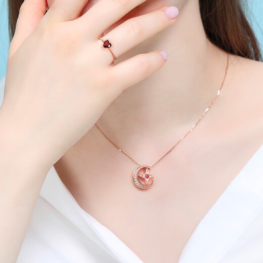 Chiba Jewelry 18K gold garnet ring, love female gemstone ring, plain ring tail ring, anniversary gift for girlfriend on the 16th