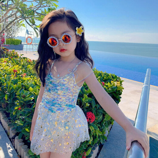 
Princess Xinnan dress girl swimsuit soaked in hot spring cute one-piece baby swimsuit internet celebrity 3-year-old child girl swimsuit swimsuit + hat [110-120cm/35-40Jin [Jin equals 0.5 kg]]
