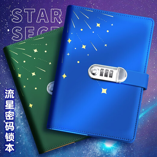 法拉蒙 创意密码本日记本成人学生密码锁笔记本本子高颜值复古带锁商务记事本孩女孩手账本定制logo 黑色-指南针